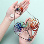 Natural Gemstone Tree of Life Feng Shui Heart Hanging OrnamentHome Decor