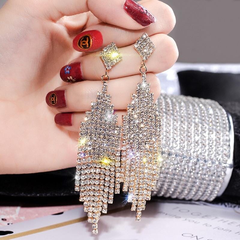 Cascading Glamour Dangling Tassel Drop EarringsEarrings