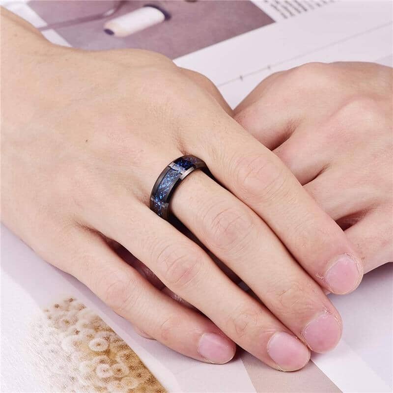 Black Onyx and Blue Sapphire Charm Couple RingsRing