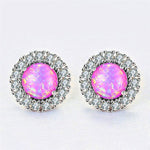 Green Fire Opal Cubic Zirconia Silver EarringsEarringsPurple Opal