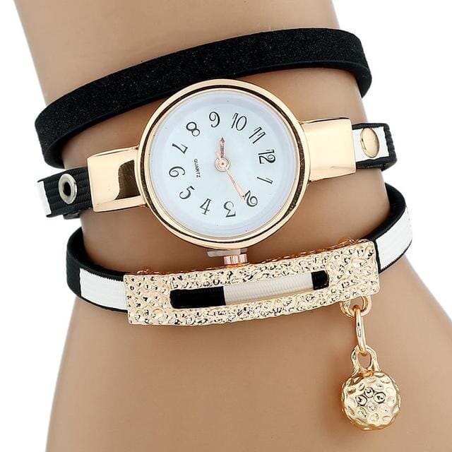 Stylish Gold Quartz WatchWatchBlack