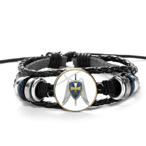 WWJD Archangel St.Michael Leather BraceletBraceletStyle 5