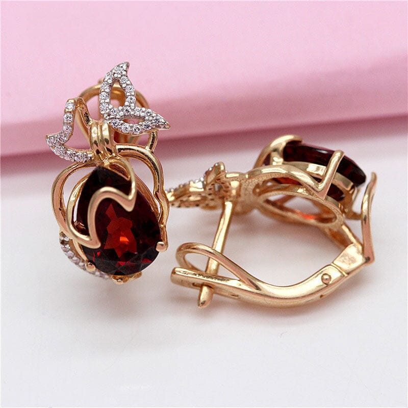 Fashion Crystal Butterfly Ruby EarringsEarrings