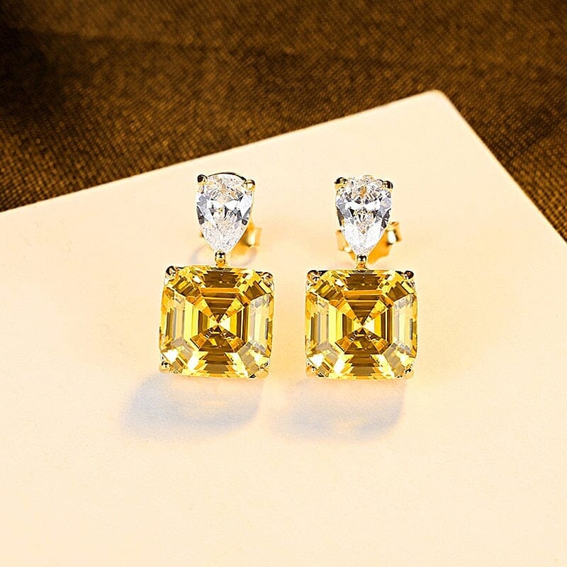 Ladies Citrine Gemstone Earrings - 925 Sterling SilverEarrings1925 silver