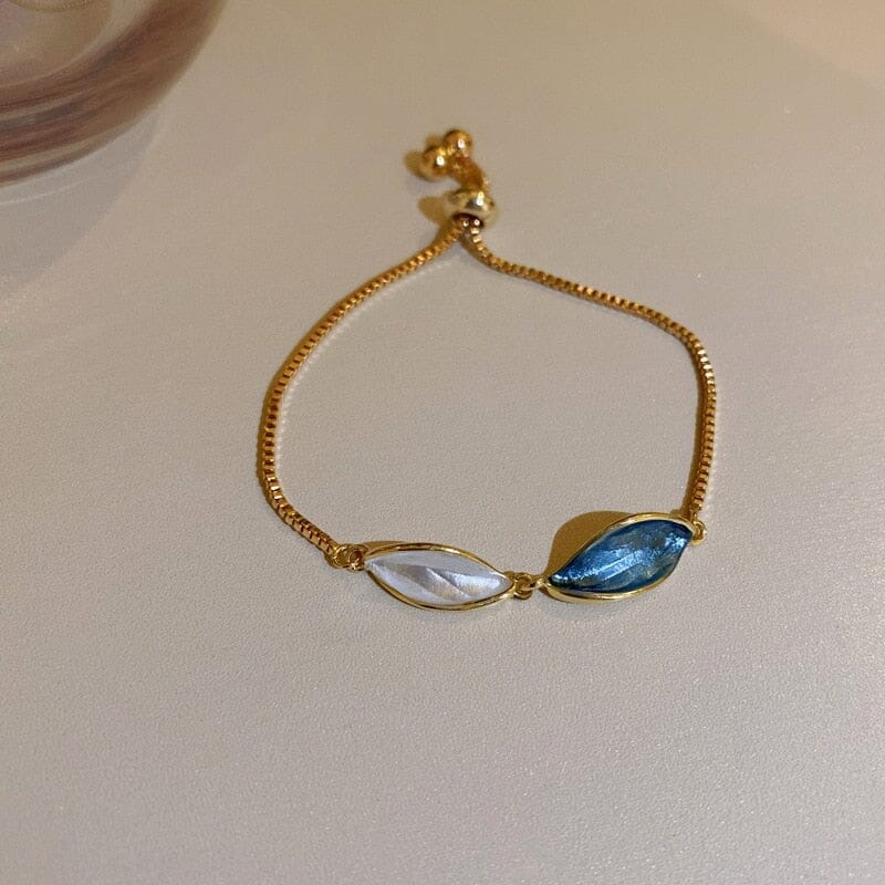 Pretty Double Layered Adjustable BraceletBraceletWhite and Blue