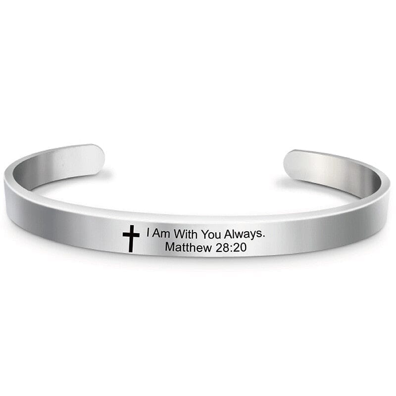 Bible Verse Stainless Steel WWJD Cuff Bracelet BangleBracelet4