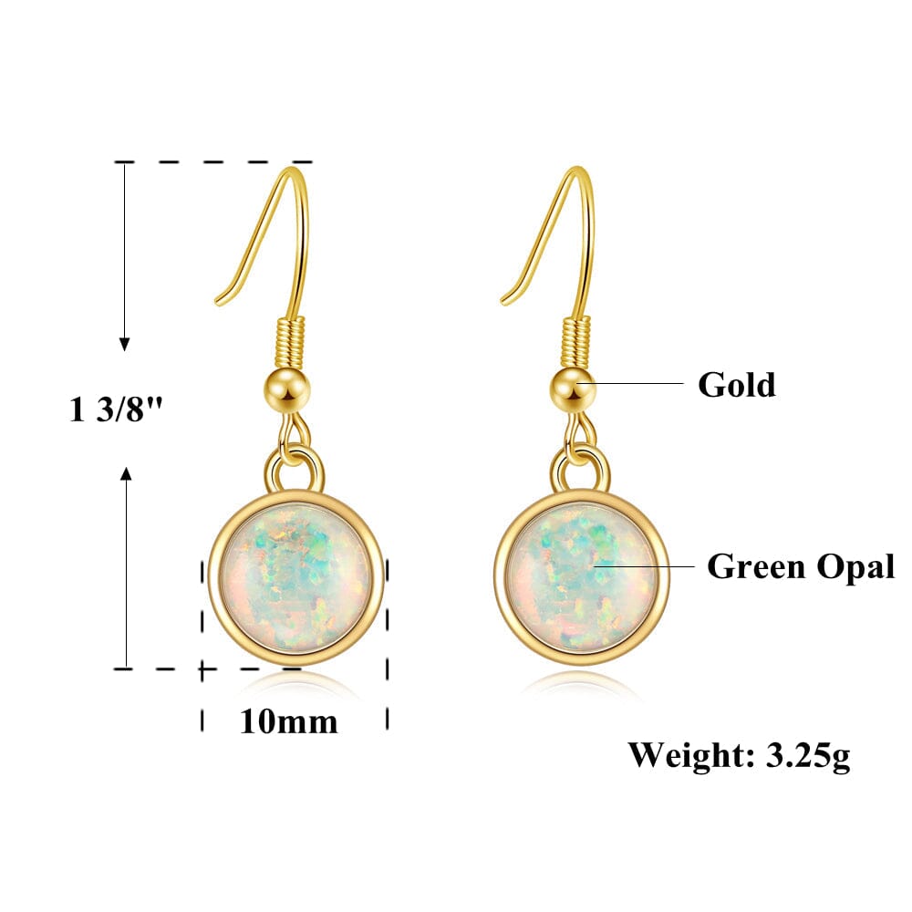 White & Green Fire Opal Yellow Gold & Silver Engagement EarringsEarrings