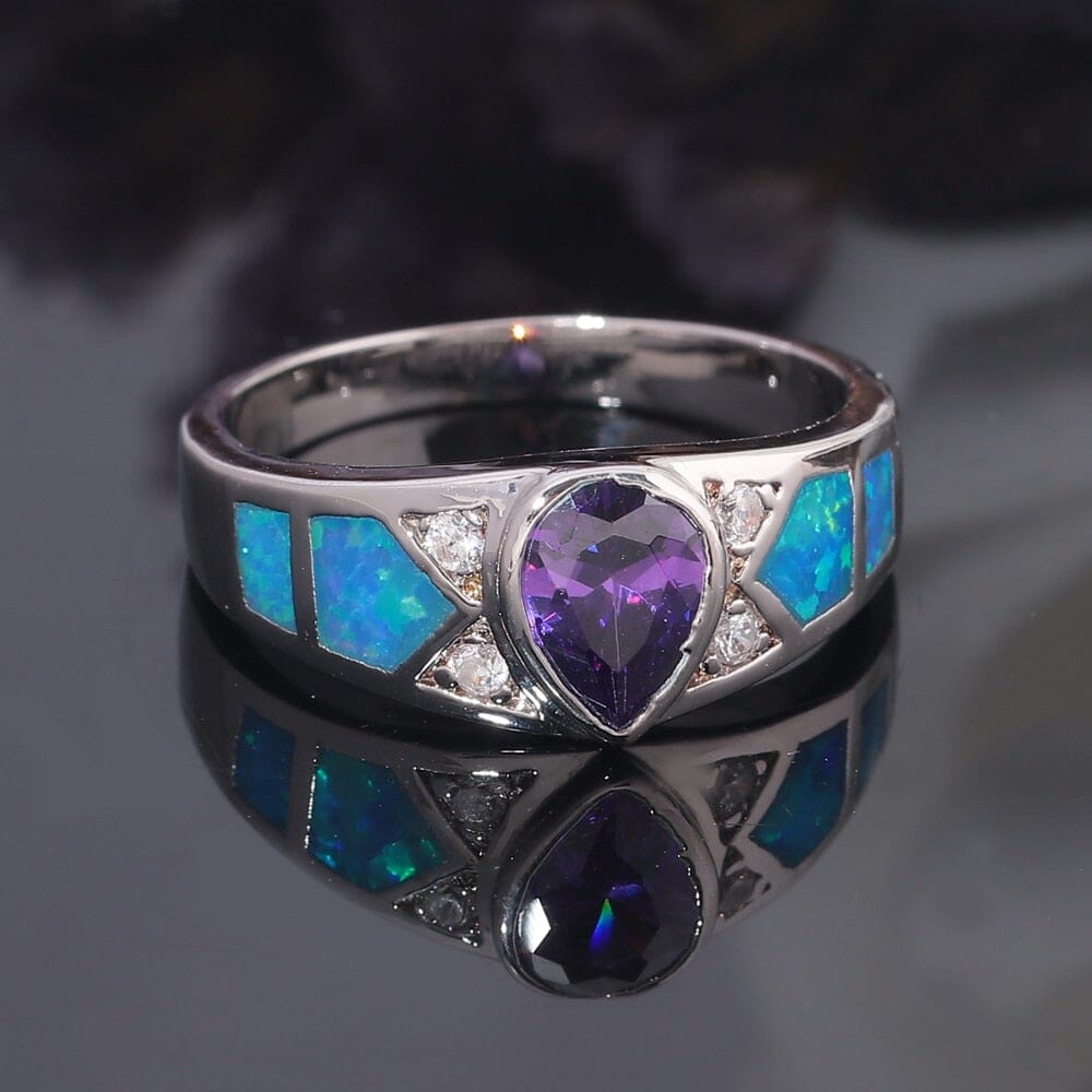 Illusion Blue and Purple Fire Opal RingRing