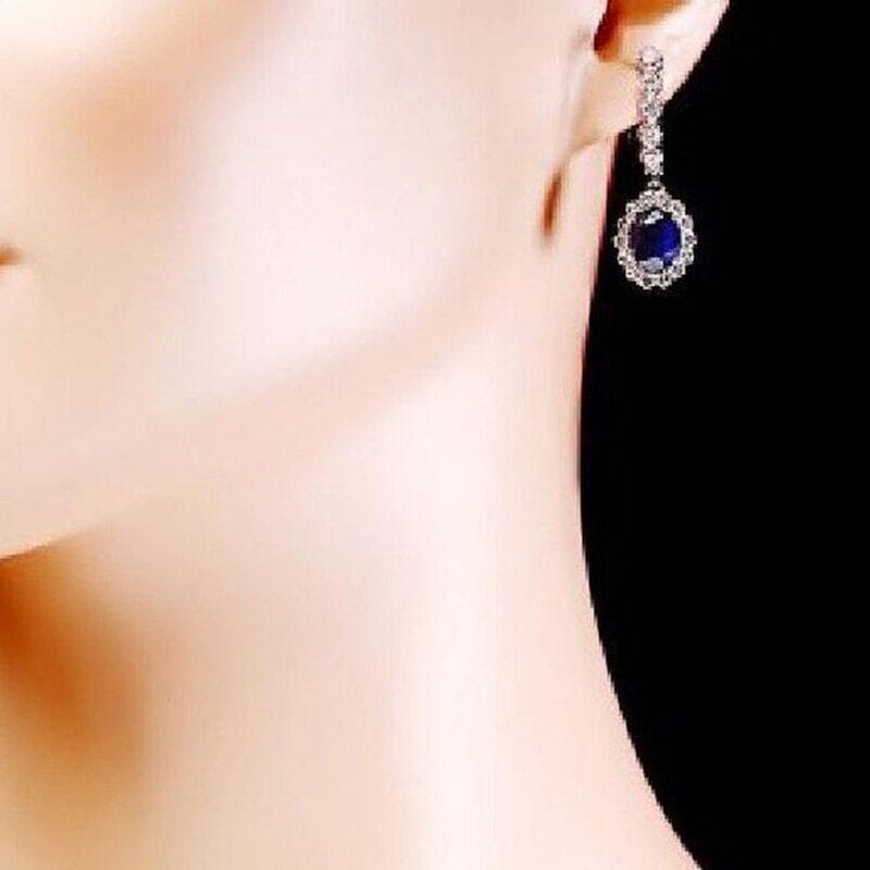 Classic Elegant Sapphire Drop Earrings - 925 Sterling SilverEarrings
