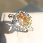Champagne Morganite White CZ Ring - 925 Sterling SilverRing