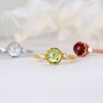Lovely Genuine Natural Garnet Topaz Peridot Adjustable Ring - 925 Sterling SilverRing