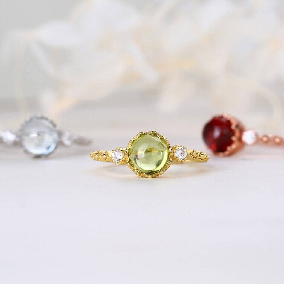 Lovely Genuine Natural Garnet Topaz Peridot Adjustable Ring - 925 Sterling SilverRing