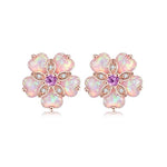 Cherry Blossom Fire Opal Stone Stud EarringsEarringsPink Fire Opal / Rose Quartz