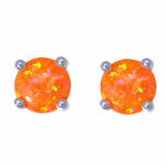 Orange Fire Opal Round Shape Stud EarringsEarrings