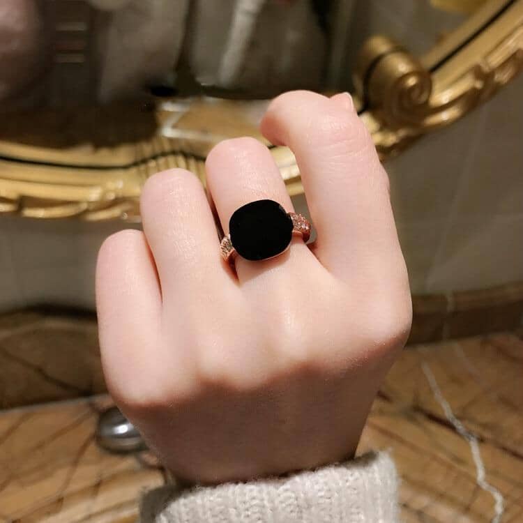 Black Onyx Rose Gold & Platinum Plated RingRing