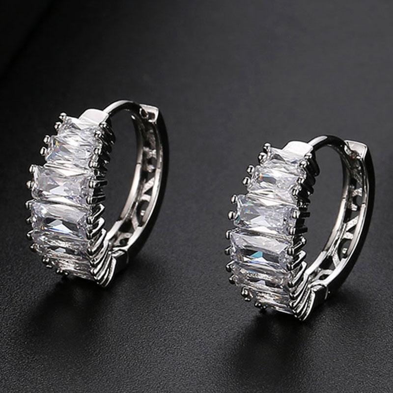 Delicate White Topaz and Sapphire Hoop EarringsEarrings