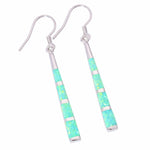 White and Green Fire Opal Drop Earrings - 925 Sterling SilverEarrings