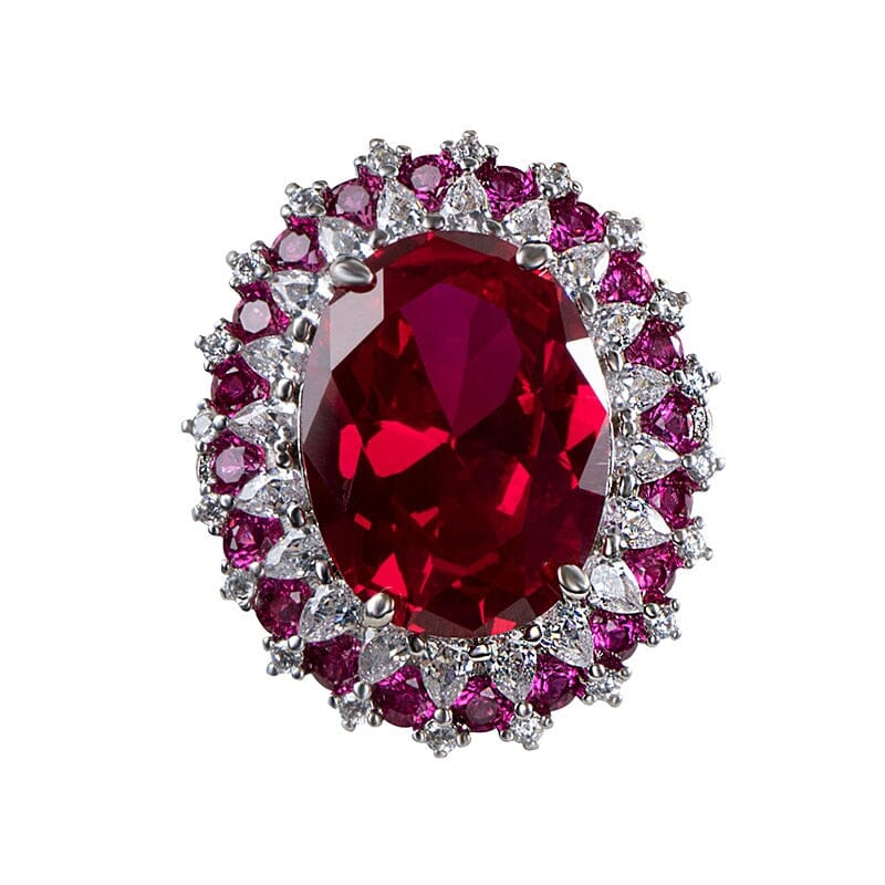 Luxury Oval Shape Ruby Sapphire Adjustable Ring - 925 Sterling SilverRing