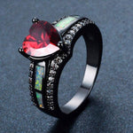 Ruby Heart Fire Opal RingsRing6White Red
