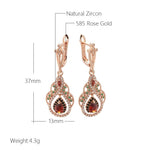 Queen Crystal Flower CZ Ruby Earrings - 585 Rose GoldEarrings