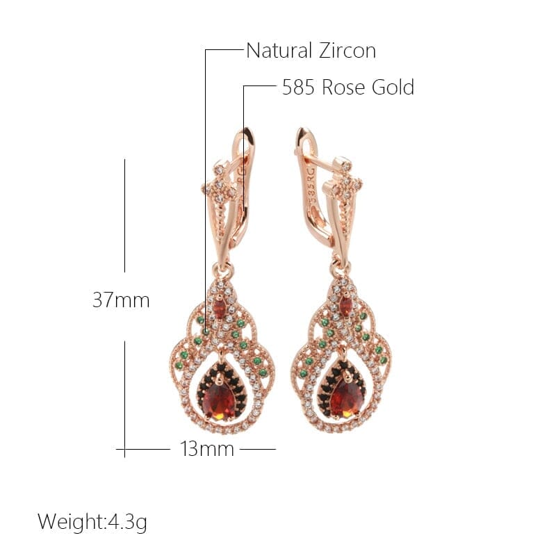 Queen Crystal Flower CZ Ruby Earrings - 585 Rose GoldEarrings
