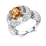 Owl Charm Citrine Ring - 925 Sterling Silver6Citrine