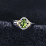 Oval Green Genuine Natural Peridot Ring - 925 Sterling SilverRing