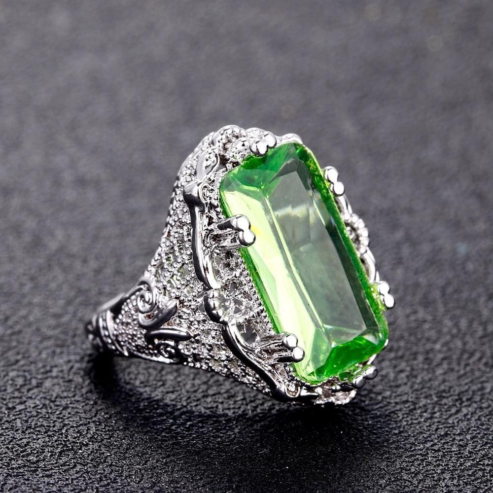 Rectangular Green Morganite RingRing