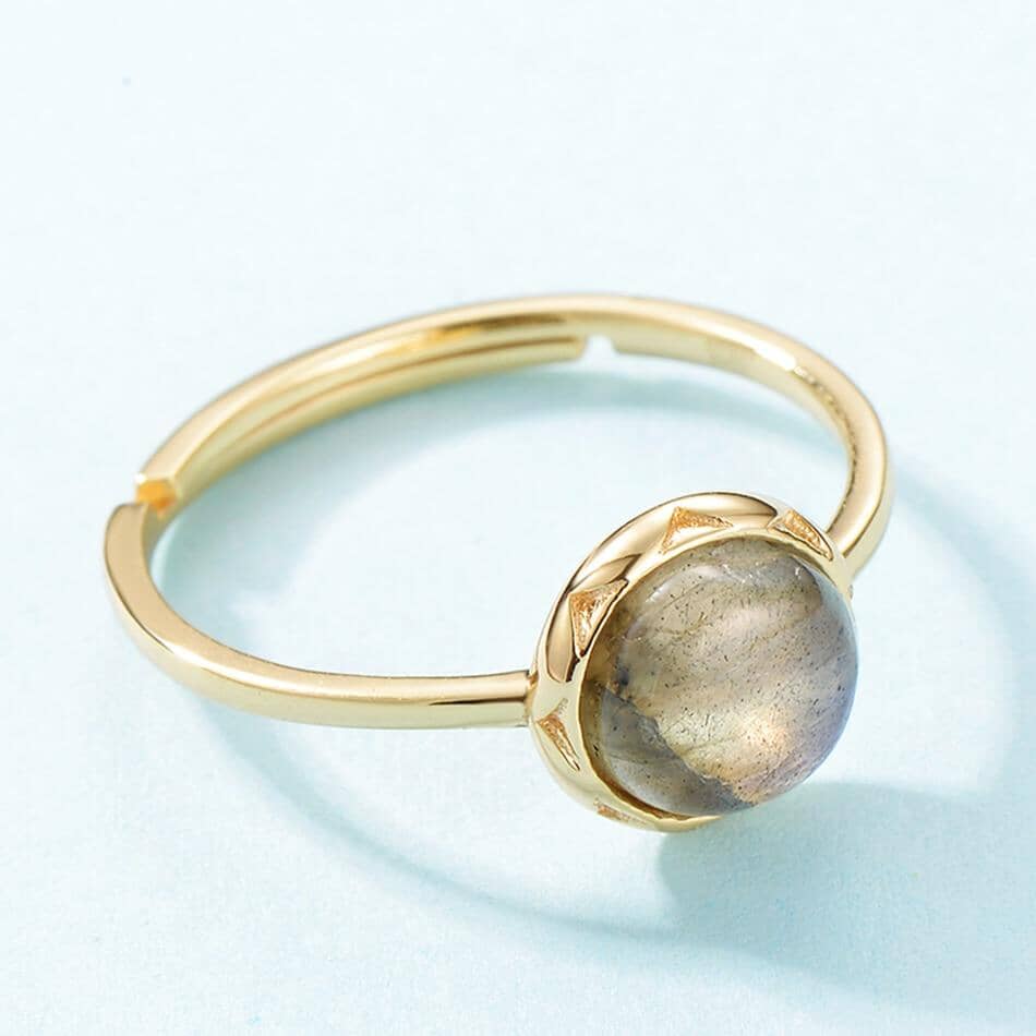 Natural Labradorite Adjustable Gold RingRing