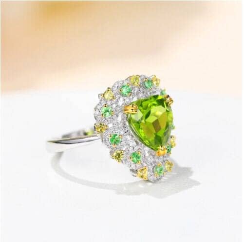 Green Heart Peridot Open RingRing