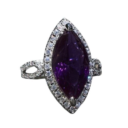 Glamorous Amethyst Zircon Ring - 925 Sterling SilverRing