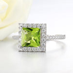 Natural Peridot Zircon Square RingRing9Natural Peridot