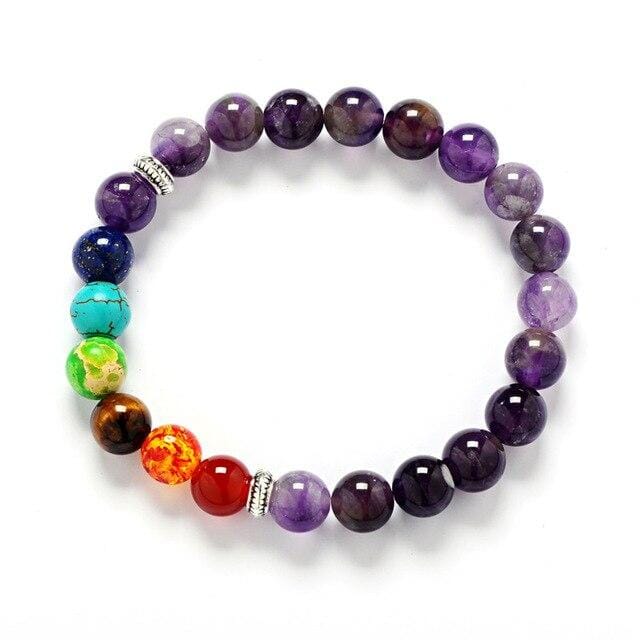 7 Chakra Healing Balance Lava BraceletBraceletPurple