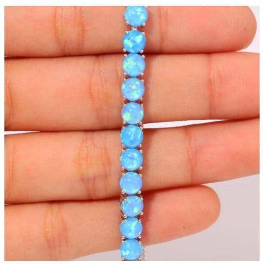 Fire Opal Silver Plated Tennis Bracelet for Women - ResizeableBracelet