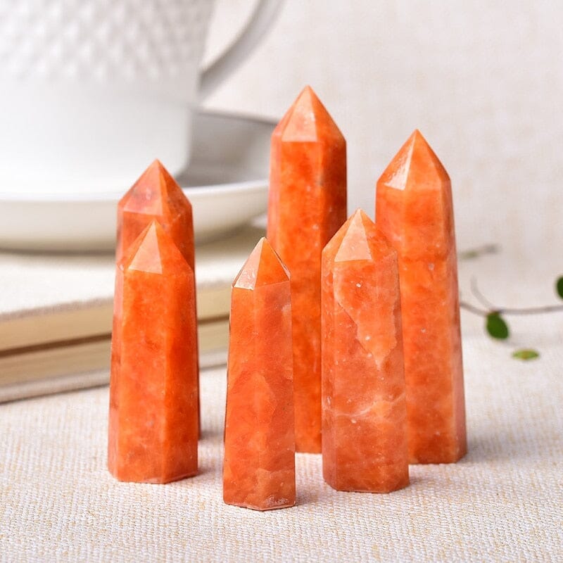 1pc Natural Crystal Point Sunstone Healing Stone WandWand