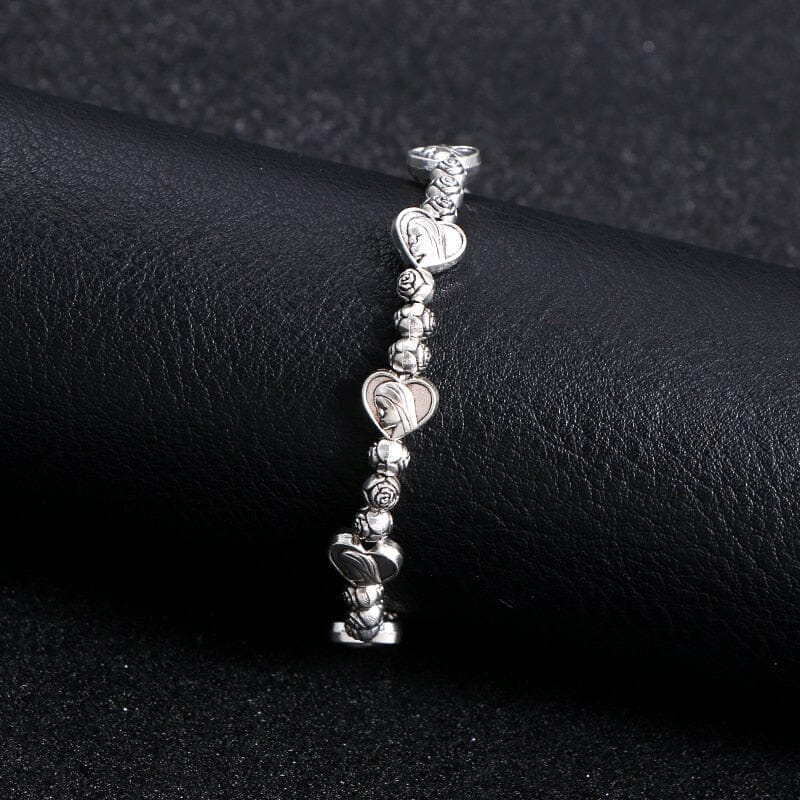 Silver Beaded Cross and Virgin Mary WWJD BraceletBracelet