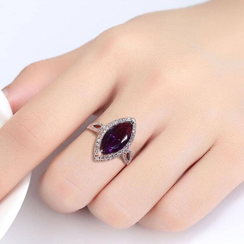 Glamorous Amethyst Zircon Ring - 925 Sterling SilverRing