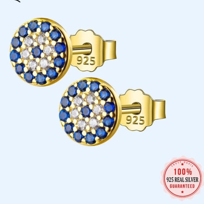 Lovely Blue Eyes Sapphire Gold and Silver Jewelry Set - 925 Sterling SilverRing