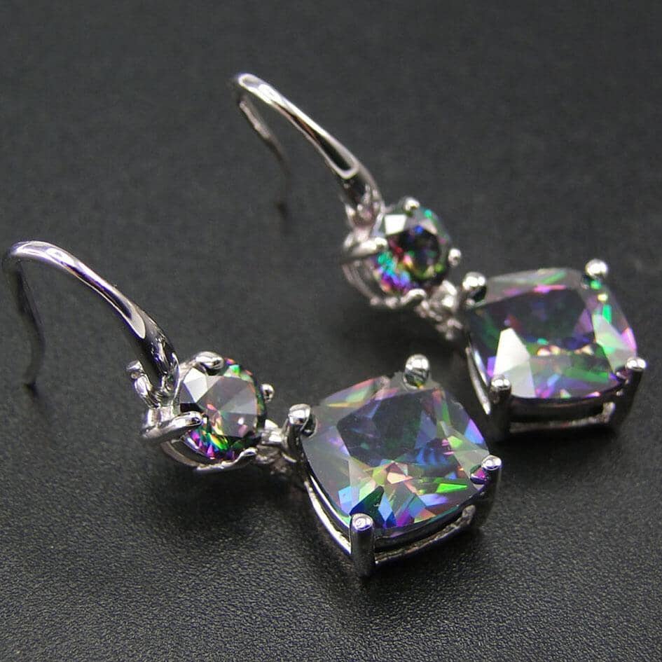 Rainbow Mystic Topaz Drop Earrings - 925 Sterling SilverEarrings