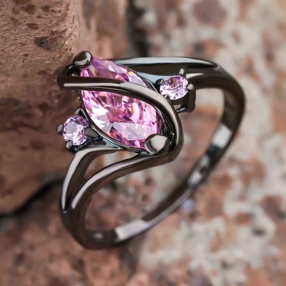 Black Gold Filled Pink Sapphire Oval RingRing