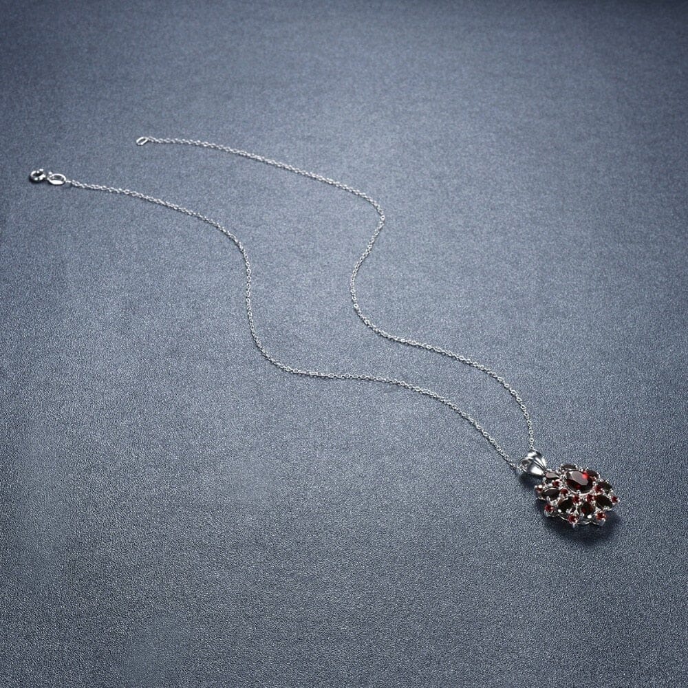 7.54ct Natural Black Garnet Pendant Necklace - 925 Sterling SilverNecklaces