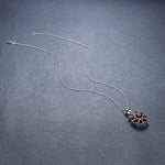 7.54ct Natural Black Garnet Pendant Necklace - 925 Sterling SilverNecklaces