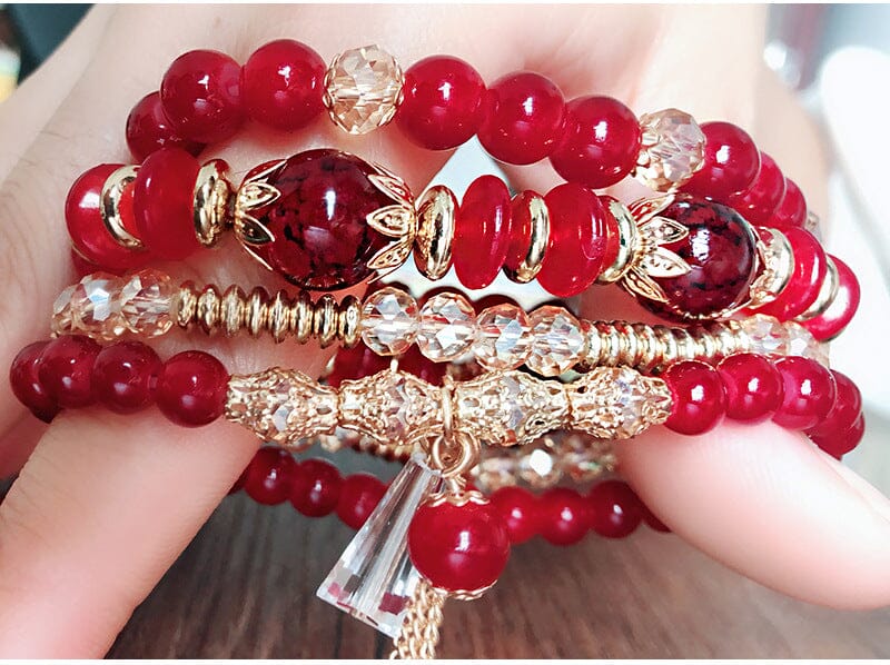 4-Pieces Set of Beaded Bohemian Style Crystal BraceletBracelet