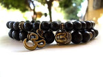 Set of 2 Buddha Yoga and Meditation Black Onyx & Matte Agate BraceletBracelet