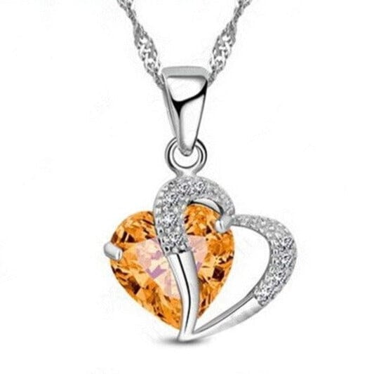 Elegant Ruby Love Pendant Necklace - 925 Sterling SilverNecklaceChampagne