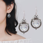 Vintage Bohemian Moonstone Silver EarringsEarrings