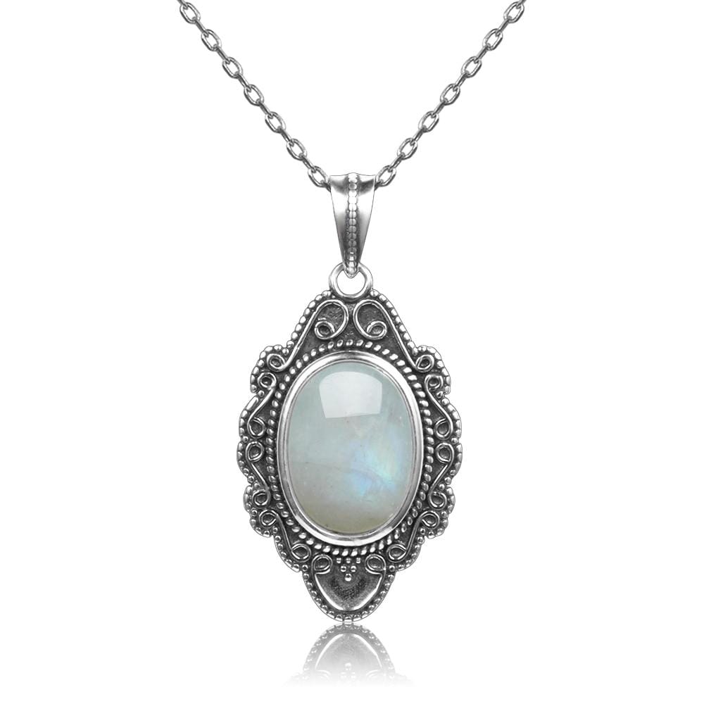Lovely Natural Moonstone Necklace Pendants - 925 Sterling SilverNecklace