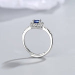 Dainty Blue Sapphire Zircon Adjustable Ring - 925 Sterling SilverRing