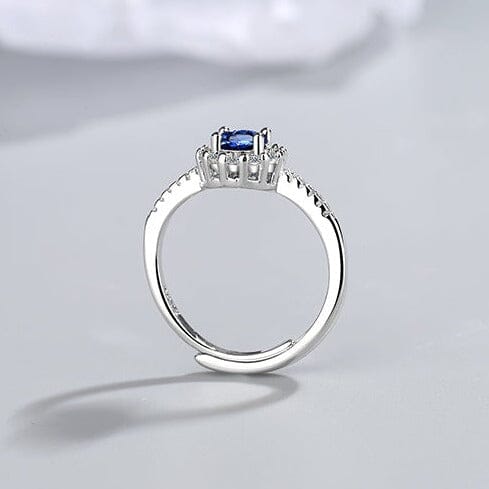 Dainty Blue Sapphire Zircon Adjustable Ring - 925 Sterling SilverRing