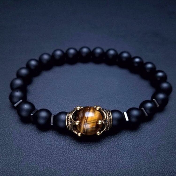 Luxury Crown Natural Tiger Eye Stone Bead BraceletsBracelet